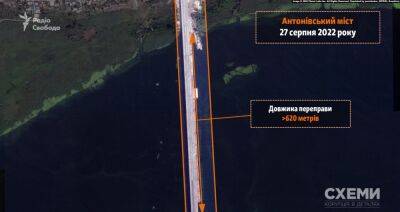 Оккупанты строят понтонную переправу через Днепр вплотную к Антоновскому мосту: спутниковые снимки