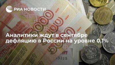 Аналитики ждут в сентябре дефляцию в России на уровне 0,1% и замедление роста цен до 13,9%