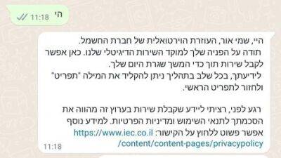 Электрическая компания Израиля ввела новую услугу по WhatsApp