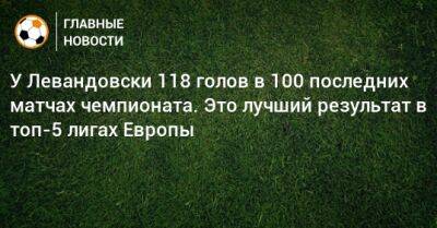 У Левандовски 118 голов в 100 последних матчах чемпионата. Это лучший результат в топ-5 лигах Европы