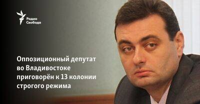 Оппозиционный депутат во Владивостоке приговорён к 13 годам колонии строгого режима