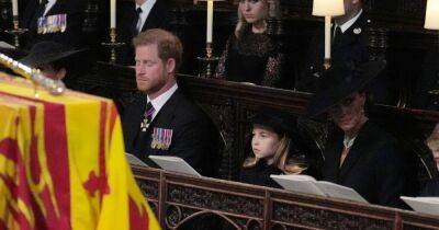 Принцесса Шарлотта и принц Гарри улыбнулись друг другу во время похорон королевы (видео)