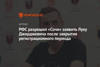РФС разрешил «Сочи» заявить Луку Джорджевича после закрытия регистрационного периода