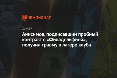 Артем Анисимов - Анисимов, подписавший пробный контракт с «Филадельфией», получил травму в лагере клуба - championat.com - Россия - Нью-Йорк - Минск - Ярославль - Оттава