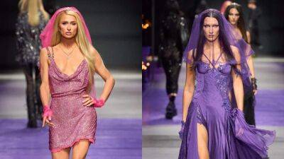 Пэрис Гилтон и Белла Хадид появились на показе Versace в образе невест: роскошные фото