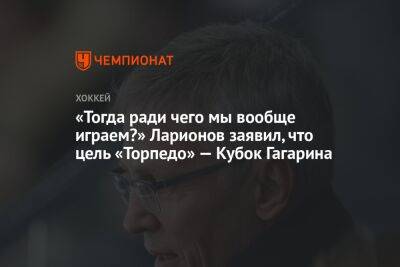 «Тогда ради чего мы вообще играем?» Ларионов заявил, что цель «Торпедо» — Кубок Гагарина