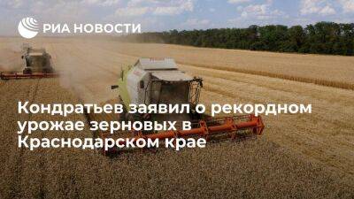 Кондратьев заявил, что в Краснодарском крае собрали рекордные 13,4 миллиона тонн зерновых