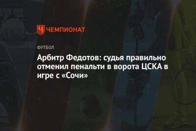 Арбитр Федотов: судья правильно отменил пенальти в ворота ЦСКА в игре с «Сочи»