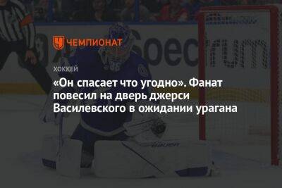 «Он спасает что угодно». Фанат повесил на дверь джерси Василевского в ожидании урагана