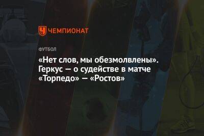 «Нет слов, мы обезмолвлены». Геркус — о судействе в матче «Торпедо» — «Ростов»