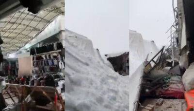 Навесы над прилавками на рынке Ипподром рухнули под тяжестью снега. Видео