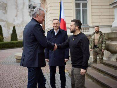 Зеленский встретился с президентами Польши и Литвы во Львове. Они подписали совместное заявление Люблинского треугольника