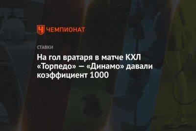 На гол вратаря в матче КХЛ «Торпедо» — «Динамо» давали коэффициент 1000