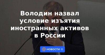 Володин назвал условие изъятия иностранных активов в России