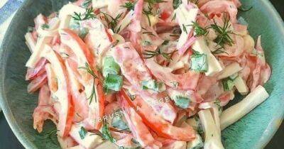 Низкокалорийный салат с крабовыми палочками: пошаговый рецепт