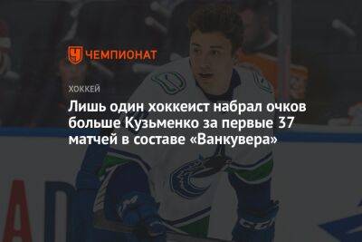 Лишь один хоккеист набрал очков больше Кузьменко за первые 37 матчей в составе «Ванкувера»