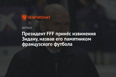 Президент FFF принёс извинения Зидану, назвав его памятником французского футбола