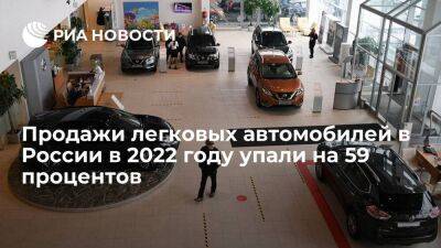 "Автостат": продажи новых легковых автомобилей в России в 2022 году упали на 59 процентов