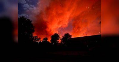 Дроны-камикадзе ударили ночью по Умани: сгорело зернохранилище (фото)