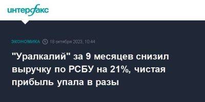 "Уралкалий" за 9 месяцев снизил выручку по РСБУ на 21%, чистая прибыль упала в разы