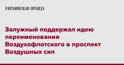 Залужный поддержал идею переименования Воздухофлотского в проспект Воздушных сил