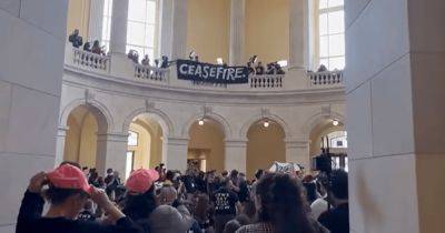 Требуют прекратить помощь Израилю: в здание Конгресса США ворвались протестующие (видео)