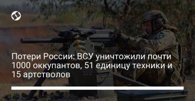 Потери России: ВСУ уничтожили почти 1000 оккупантов, 51 единицу техники и 15 артстволов