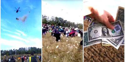 В Чехии вертолет разбросал над полем миллион долларов — видео