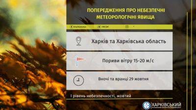Сильные порывы западного ветра ожидают сегодня и завтра в Харьковской области