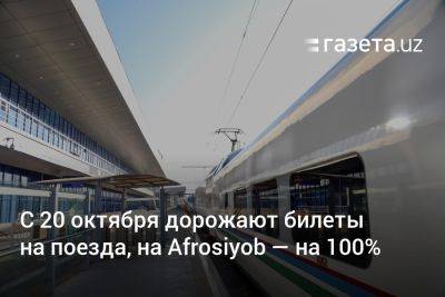 С 20 октября дорожают билеты на поезда в Узбекистане, на поезд Afrosiyob — на 100%