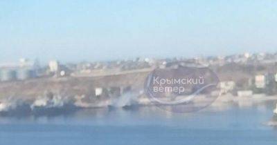 В бухте Севастополя дымит российский корабль, — соцсети (видео)