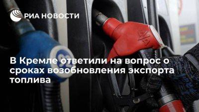 Песков заявил об отсутствии конкретных сроков возобновления экспорта топлива