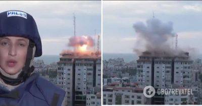 Израиль Палестина война – попадание в Palestine Tower попало в прямой эфир – видео