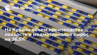 На Кубани объем производства лекарств и медматериалов вырос на 36,5%
