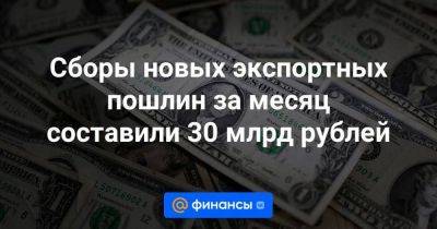 Руслан Давыдов - Сборы новых экспортных пошлин за месяц составили 30 млрд рублей - smartmoney.one - Россия