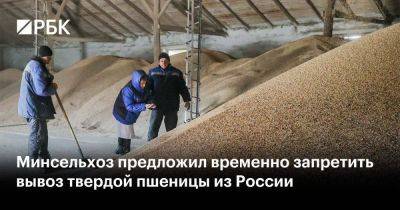Минсельхоз предложил временно запретить вывоз твердой пшеницы из России