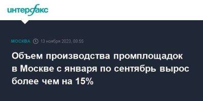 Объем производства промплощадок в Москве с января по сентябрь вырос более чем на 15%