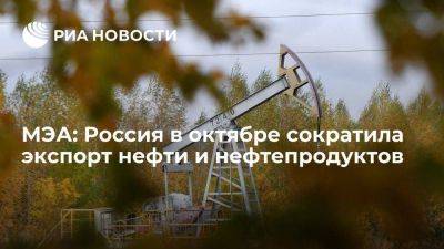 МЭА: РФ в октябре сократила экспорт нефти и нефтепродуктов до 7,5 млн б/с