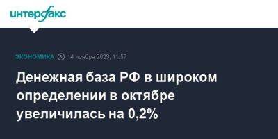 Денежная база РФ в широком определении в октябре увеличилась на 0,2%