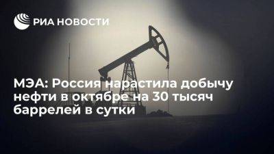 МЭА: РФ нарастила добычу нефти в октябре до 9,53 млн баррелей в сутки