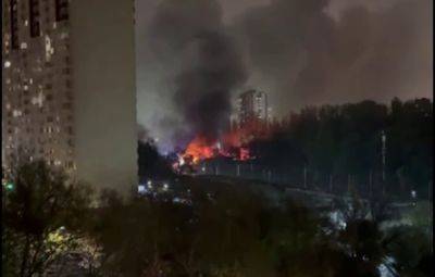 Пожар в Киеве - видео 14 ноября на Караваевых дачах