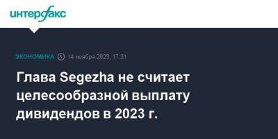 Глава Segezha не считает целесообразной выплату дивидендов в 2023 г. - smartmoney.one - Москва