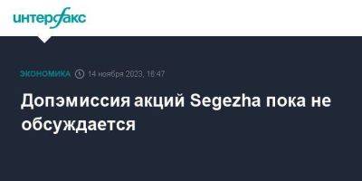 Допэмиссия акций Segezha пока не обсуждается