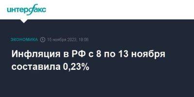 Инфляция в РФ с 8 по 13 ноября составила 0,23%
