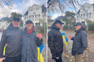 За охрану флагов Украины у посольства РФ получил шеврон полиции Харькова