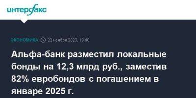 Альфа-банк разместил локальные бонды на 12,3 млрд руб., заместив 82% евробондов с погашением в январе 2025 г. - smartmoney.one - Москва - Россия