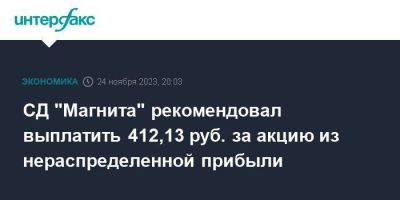 СД "Магнита" рекомендовал выплатить 412,13 руб. за акцию из нераспределенной прибыли