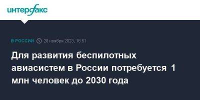 Для развития беспилотных авиасистем в России потребуется 1 млн человек до 2030 года