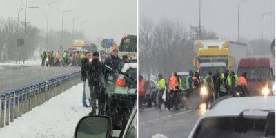 Ответ на блокирование границы: украинские водители перекрывали дороги в двух городах Польши
