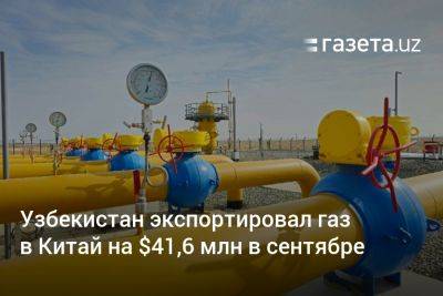 Узбекистан экспортировал газ в Китай на $41,6 млн в сентябре